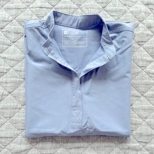 FIGS Women’s Vapor Blue Space Dye Rafaela - Oversized Scrub Top XXS